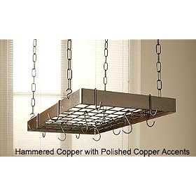 Rectangle Grid Pot Rack, Copper Metal Accents - (Hammered Copper Copper) by 