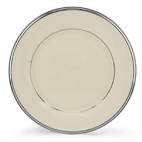 Lenox Solitaire Platinum Banded Ivory China Salad Plate by Lenox China