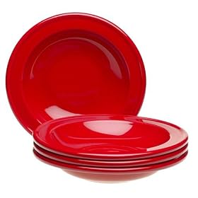 Emile Henry Provencal Cerise Red 9-Inch Soup Pasta Bowls, Set of 4 by Emile Henry