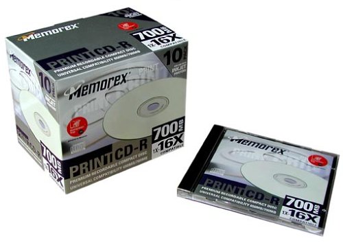 MP3 Player: Memorex CD-R 700MB (16x) bedruckbare CD-Rohlinge 10er Pack (80 Min)