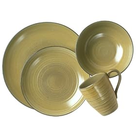 PTS America 222 Fifth Studio Khaki 16-Piece Dinnerware Set, Service for 4 by PTS America