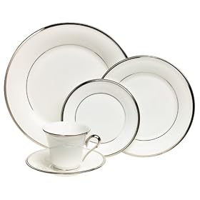 Lenox Solitaire White Platinum-Banded 5-Piece Place Setting, Service for 1 by Lenox