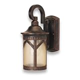 Globe Westwater One-Light Outdoor Downward Wall Sconce, Antique Bronze with Seeded Amber Globe