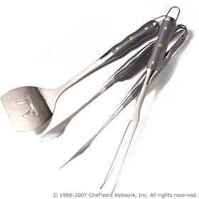 Evoca Collection by Outset, 3 Pc Set: Spatula Fork Tongs by Charcoal Grills