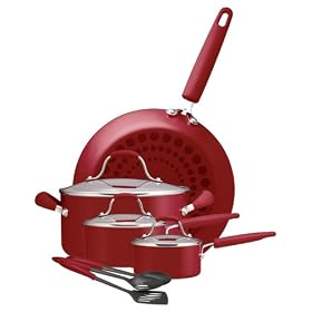 SilverStone2 Webster Place 10-Piece Cookware Set, Pomegranate by Silver Stone