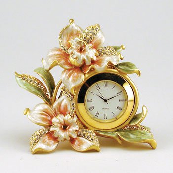 Beautiful Dresser Clock with Flowers & Jeweles by Ashleigh Manor