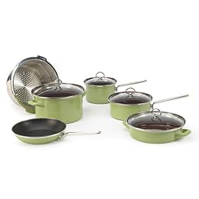 Chantal Enamel-On-Steel 10 Piece Cookware Set, Glossy Garden Green by Chantal