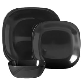 Melamine 12-pc. Dinnerware Set - Black by Dinnerware