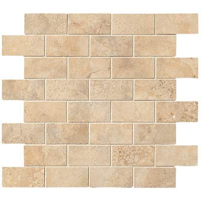 Panaria Ceramica Pietra Latina Staggered Mosaic 2 x 4 (12x12) Nicciola Senese Ceramic Tile & Stone