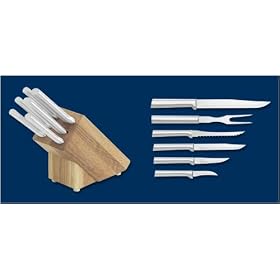 Rada Cutlery Creative Cuts 7 Piece Oak Knife Block Gift Set with Solid Cast Brushed... by Cheese Slicers