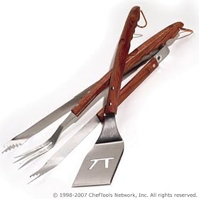 Rosewood Collection by Outset, 3 Pc Set: Spatula, Fork, Tongs by Charcoal Grills