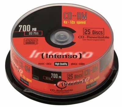 Zubeh&ouml;r: 1x25 Intenso CD-RW 80 / 700MB 12x Speed, scratch resistant