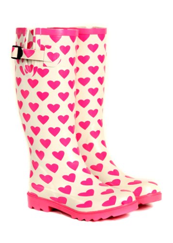 funky wellington boot with pink hearts