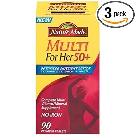 Nature Made Multi for Her 50+ Multi Vitamin/Mineral Supplement Tablets, 90-Count Bottles (Pack of 3)