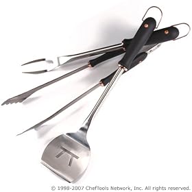 Copper Mesa Collection by Outset, 3 Pc Set: Spatula Fork Tongs by Charcoal Grills
