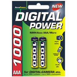 Elektronik und Foto: AccuPower 1000mAh Micro/AAA 2er Pack NiMH-Akku AP1000-2