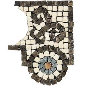 Daltile Tumbled Decorative Mosaics Marfil/Emperador Scroll Corner 4 x 6 Ceramic Tile & Stone