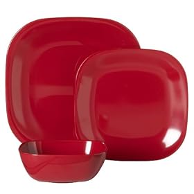 Melamine 12-pc. Dinnerware Set - Red by Dinnerware