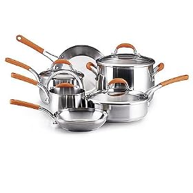 Rachael Ray 10-Piece Stainless-Steel Cookware Set by Rachel Ray