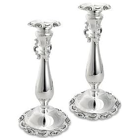 Pair of Grande Baroque Silverplated Candlesticks by Wallace Silversmith in Presentation... by Candlesticks