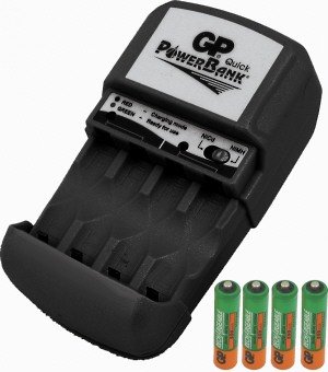 Handys ohne Vertrag: GPBatteries Powerbank Akkuladeger�t mit 4 x AAA 750 mAh Micro Akkus