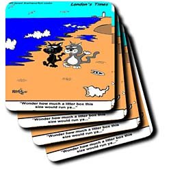 Cat Discovers Worlds Largest Litter Box - Set Of 4 Coasters - Soft by 3dRose LLC