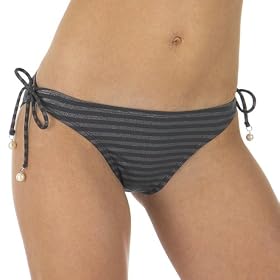 Xhilaration® Striped Side-Tie Scoop Swim Bottoms with Faux Pearls - Charcoal