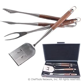 Curtis Lloyd Collection by Outset, 3 Pc Set: Spatula Fork Tongs by Charcoal Grills