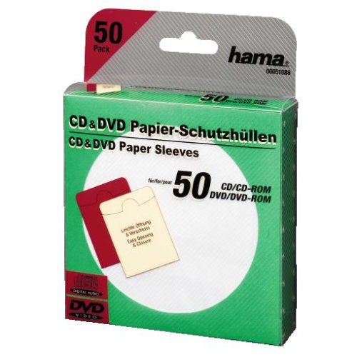 Heimkinosysteme: Hama CD/DVD-ROM Papierh�llen 50, Gr�n