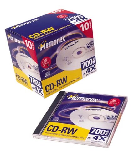 MP3 Player: Memorex CD-RW 700MB 1x-4x (80Min) Rohlinge Jewel Case 10er Pack