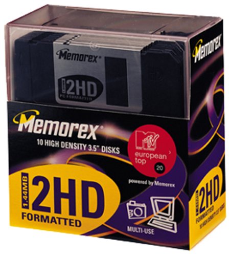 MP3 Player: Memorex 3,5-Zoll Disketten 10er-Pack schwarz mit Plastikbox