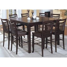 MODERN 7PC PUB BAR DINING SET W  LEAF and 6 CHAIR STOOLS by Cross