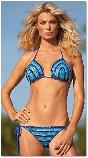 hand-crocheted striped bikini