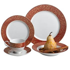 Mikasa Parchment Red Formal China 40-Piece Dinnerware Set, Service for 8 by Dinnerware