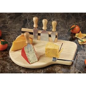 Prodyne CHEESE PALETTE Beechwood Cheese Slicer Board w 4 Knives (CB-50) by Prodyne