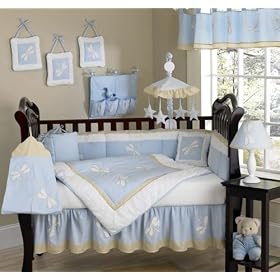 Blue Dragonfly Dreams Designer Crib baby 9 piece bedding Set