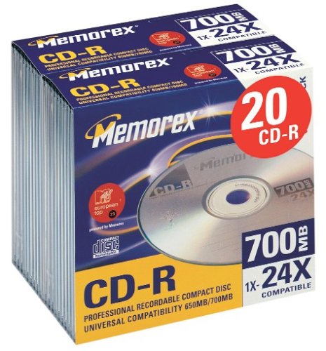 MP3 Player: Memorex CD-Rohlinge CD-R 700MB Jewel Case (max. 24x) 20er-Pack