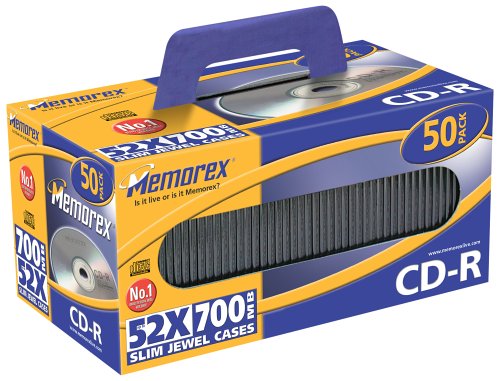 MP3 Player: Memorex CD-R CD-Rohlinge 50 Pack Slim Case Handypack, 700MB, 52x
