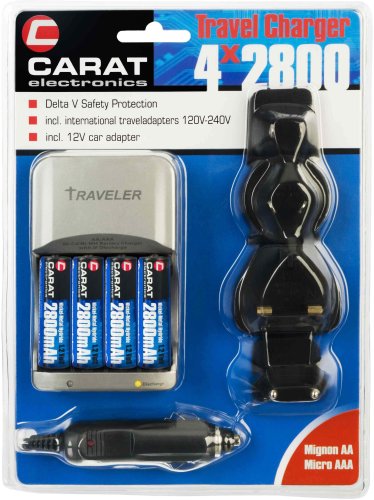 Camcorder: Carat Travelcharger 12 Volt - 220 Volt mit 4 Akkus 2800 mAH