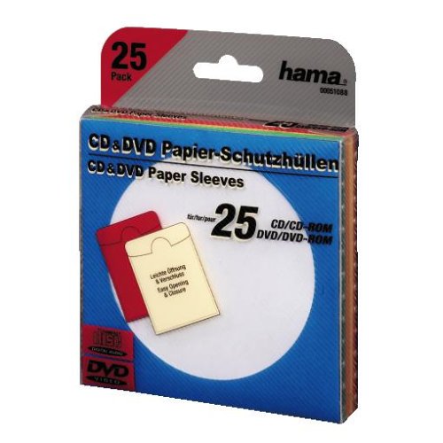 Heimkinosysteme: Hama CD/DVD-ROM Papierh�llen 25, farblich sortiert