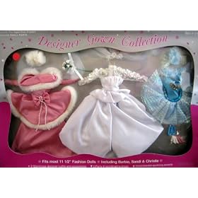 Designer Gown Collection - 3 Glamorous Designer Outfits + Accessories - Fashion Clothes for Barbie + Most 11.5" Dolls (1993)
