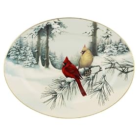 Lenox Winter Greetings Scenic 16-Inch Gold-Banded Fine China Oval Serving Platter by Lenox