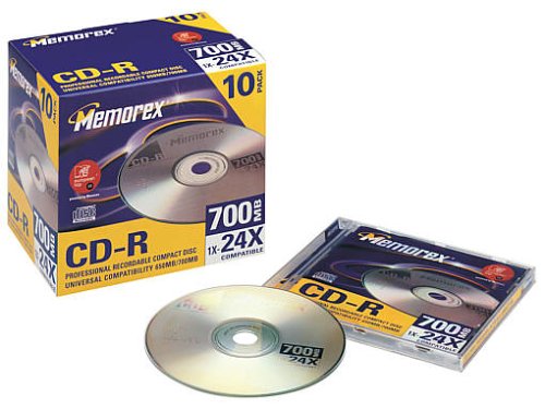 MP3 Player: Memorex CD-Rohlinge CD-R 700MB Jewel Case (max. 24x) 10er-Pack