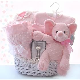Minky Dots Personalized Gift Basket - Pink
