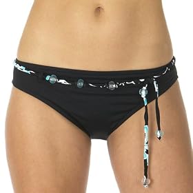 Mossimo® Black: Hipster Swim Bottoms with Floral Belt - Black/ Jade