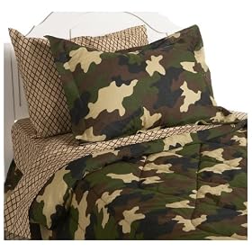 InStyle Home Collection Camouflage Twin Bedding Ensemble, Brown
