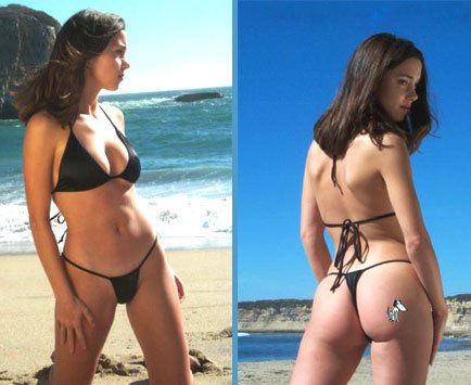 Sexy Thong Bikini Connected Triangle top & Thong Bikini Bottom