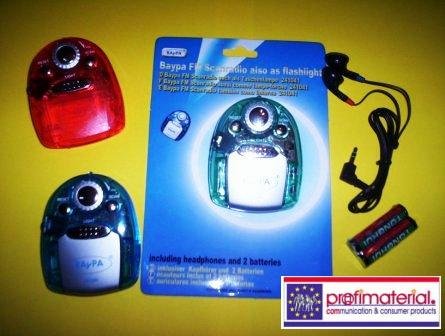 Festnetztelefone: FM Scanradio mit Taschenlampe inkl. Kopfh�rer und 2 AAA Batterien