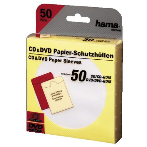 Heimkinosysteme: Hama CD/DVD-ROM Papierh�llen 50, Gelb