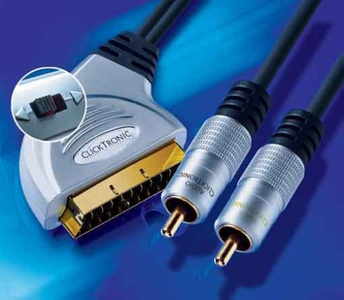 Camcorder: Clicktronic Scart-Stecker mit Schalter (in/out) > 2 x Cinch-Stecker - 1,5m
